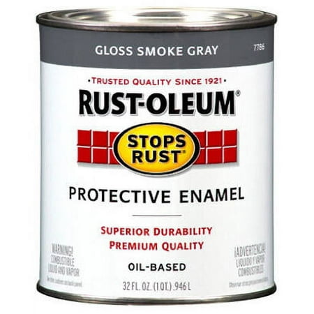 1 PC Rust-Oleum 7786-502 Stops Rust Gloss Protective Enamel  1 Qt  Smoke Gray