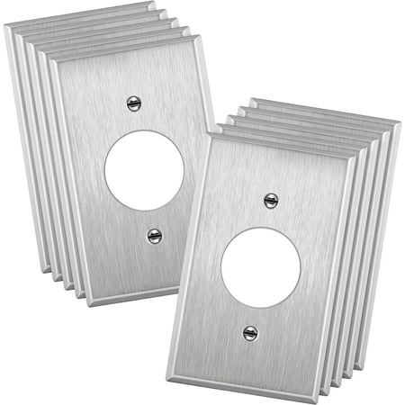 ENERLITES 1.406  Hole Single Receptacle Outlet Metal Wall Plate  Corrosive Resistant  Size 1-Gang  7751-10PCS  430 Stainless Steel  UL Listed  Silver 