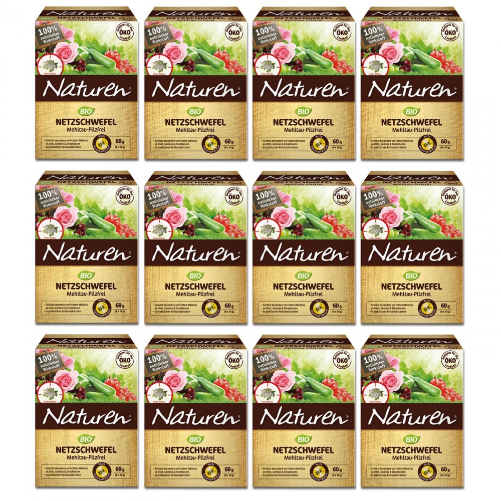12 X 60g Celaflor Naturen Bio Netzschwefel Mehltau-Pilzfrei