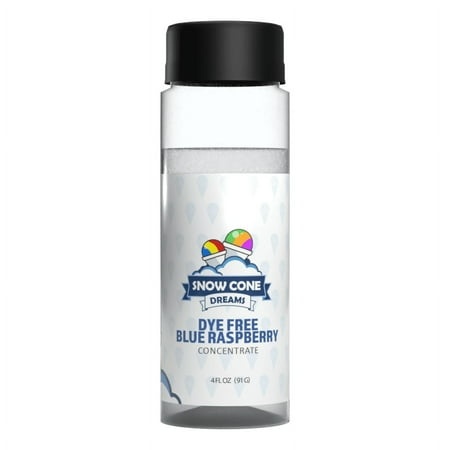 Dye Free Blue Raspberry Snow Cone and Shaved Ice Flavor Concentrate | 4oz | Add Sugar and Water to Make 1 Gallon of Syrup | Snow Cone Dreams