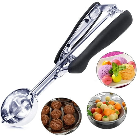 Stainless Steel Biscuit/Ice Cream Scoop Easy-grip Spring-loaded Scoop with Trigger Release Premium Cookie Scoop for Making Round Cookies and Ice Cream