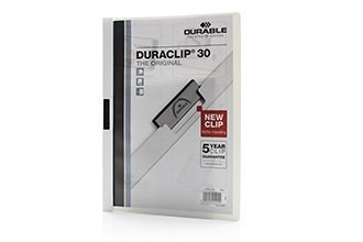 5x Durable Duraclip 30-Sheet A4 Document File Folder Stationery Organiser White