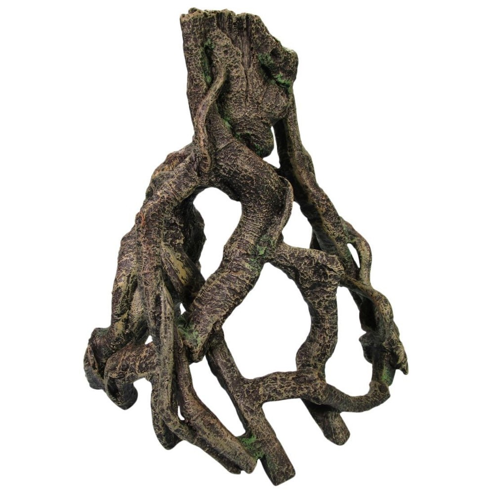 Stelz-Wurzel (32cm Höhe) Ob-6678 Polyresin-Stamm, Deko-Baumstamm, Wels-Versteck, Grotte