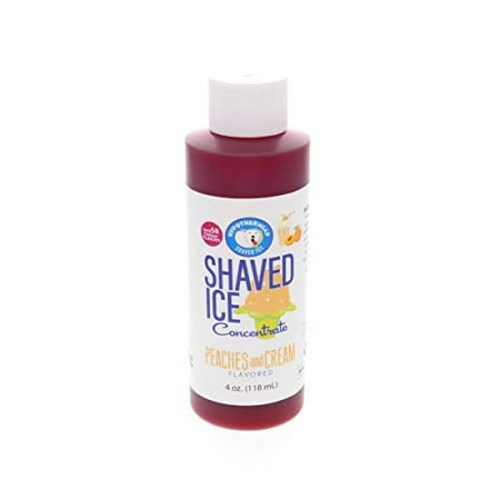Peaches and Cream Shaved Ice and Snow Cone Flavor Concentrate 4 Fl Ounce Size (Makes 1 Gallon of Syrup with Sugar and Water Added)