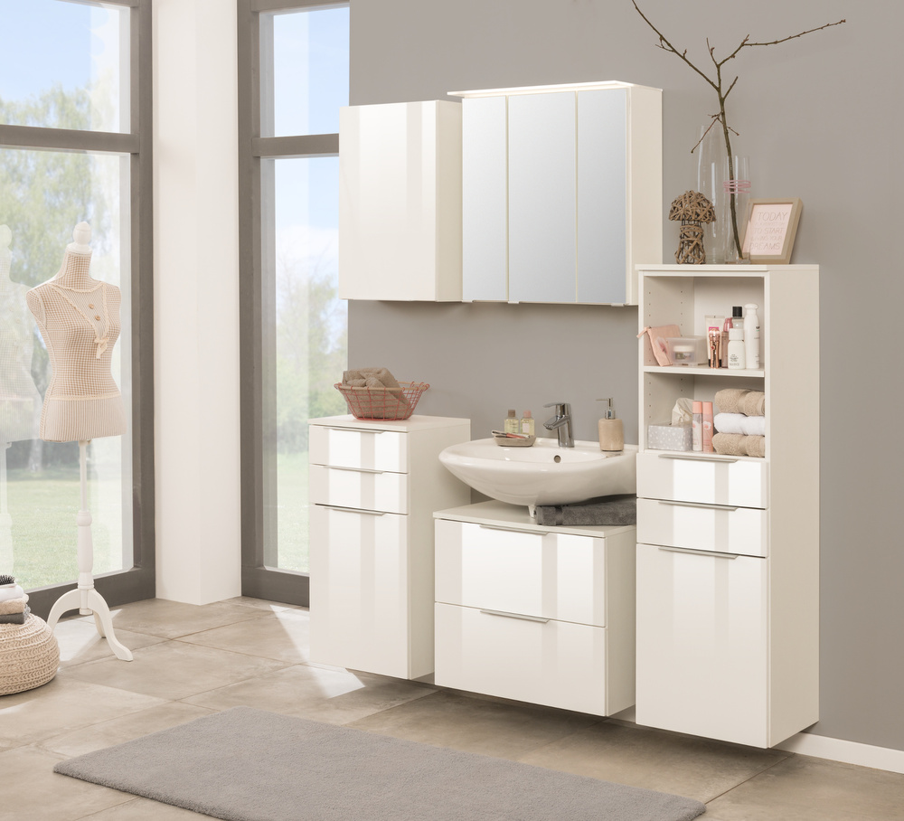 Badmöbel-Set Ravello - Mit Unterbeckenschrank - 6-teilig - 140 Cm Breit - WeiB