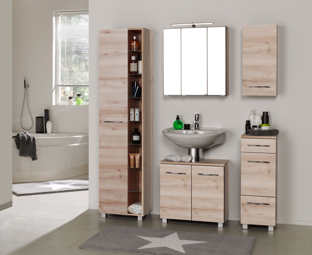 Badmöbel-Set Portofino - 6-teilig - 135 Cm Breit - Buche Iconic