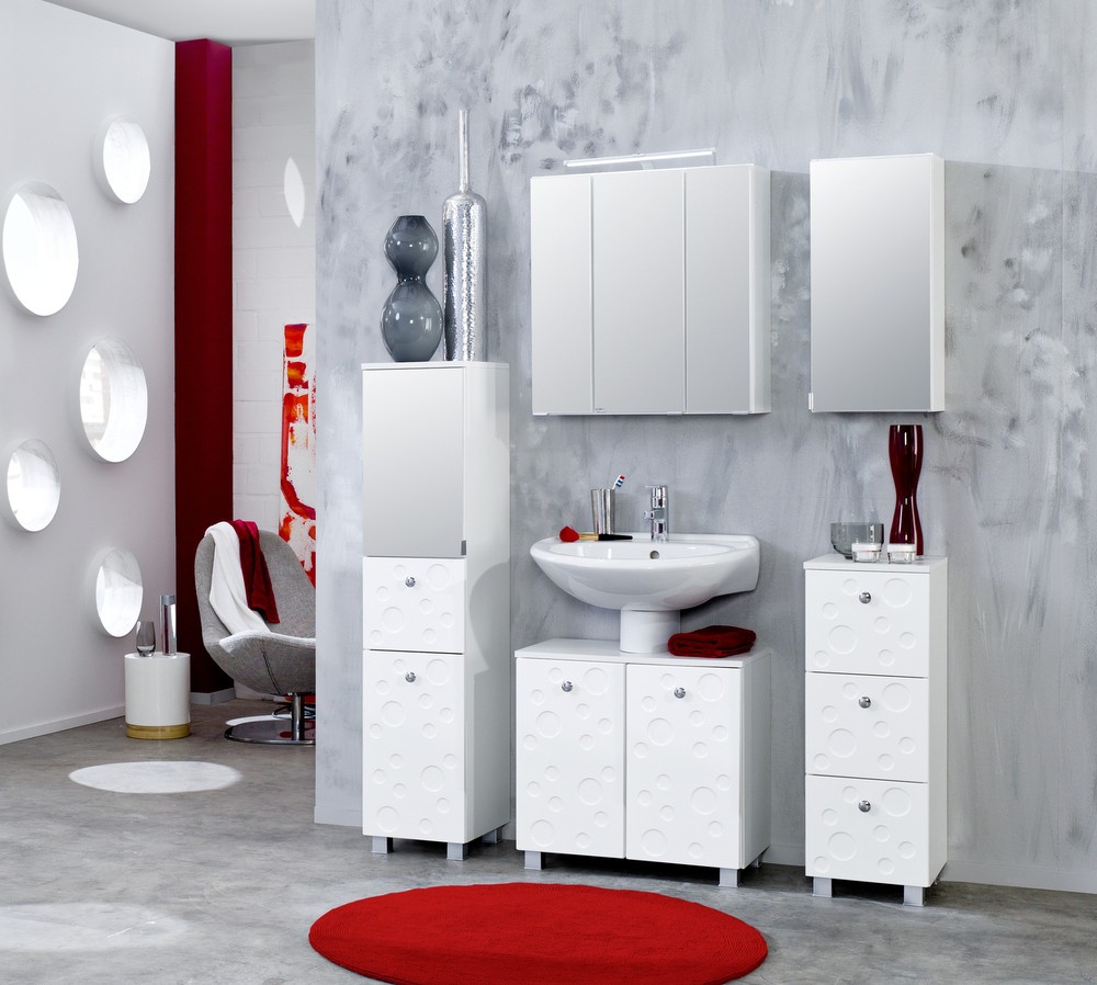 Badmöbel-Set Bubble - 6-teilig - 120 Cm Breit - Hochglanz WeiB