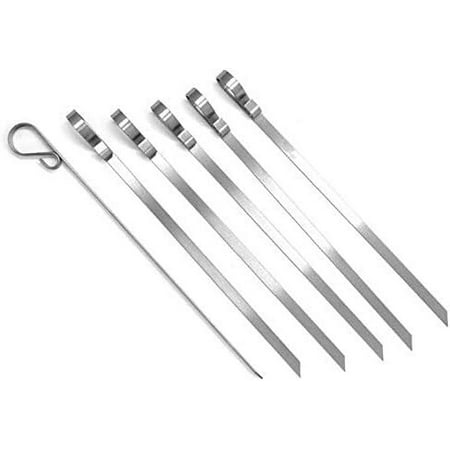 8775 Stainless Steel Flat Skewers  Set of 6  12.5  in Length