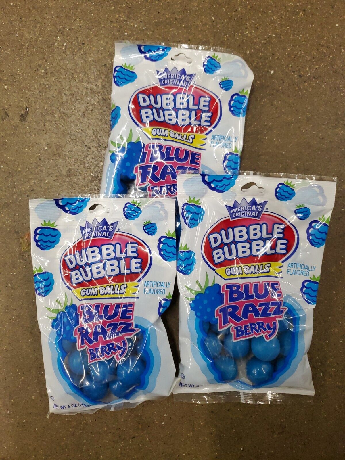 Dubble Bubble  Blue Razz Berry Gum Balls  4 Oz