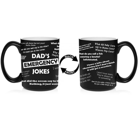 15oz Ceramic Wrap Dad S Emergency Jokes Funny Dad Gift  Gift for Father S Day  for Him  Son  Uncle  Grandpa  Husband  Brother Friend (Matte Black)
