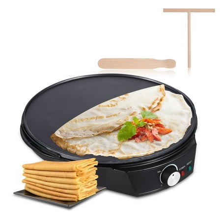 OWSOO 11 Inches Electric Crepe Maker 1200W 50-210 Celsius Degree Temperature Control Non-stick Pancake Griddle for Roti Tortilla Blintzes Includes Woo