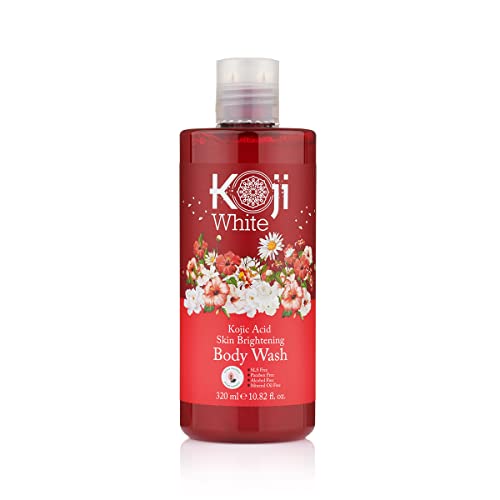 Koji White Kojic Acid Skin Brightening Body Wash - Daily Moisturizing Skin Cleanser, Uneven Skin Tone with Flower Acid Extracts, Hyaluronic Acid, Vita