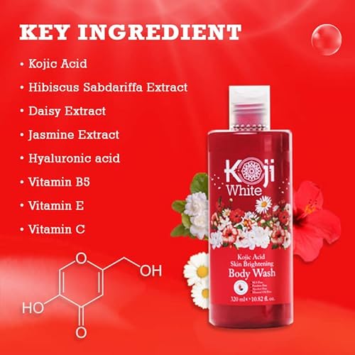 Koji White Kojic Acid Skin Brightening Body Wash - Daily Moisturizing Skin Cleanser, Uneven Skin Tone with Flower Acid Extracts, Hyaluronic Acid, Vita thumbnail