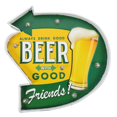 OUNONA 1Pc American Retro Style Iron Art Beer Design Light Board for Bar Shop Decor