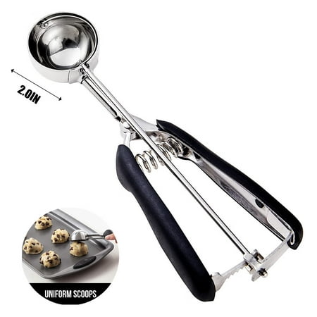 ETERSTARLY Premium Stainless Steel  Spring-Loaded Scoop for Fruit  Cookie and Ice Cream  Easy Squeeze and Clean Release  Comfortable Handle  1 TBSP Sc