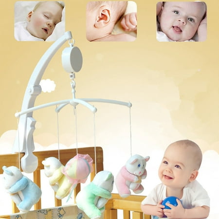 LA TALUS Baby Crib Bed Hanging Bell Wind-up Rotating Music Box Kids Develop Toy Gift White One Size