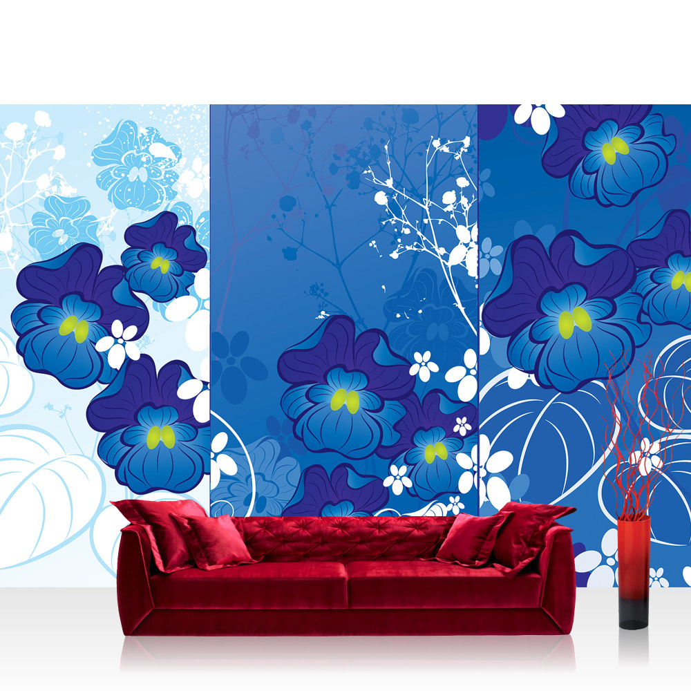 Vlies Fototapete No. 1455 Kunst Malerei Blumen Blätter Blüten Ranke Zeichnung