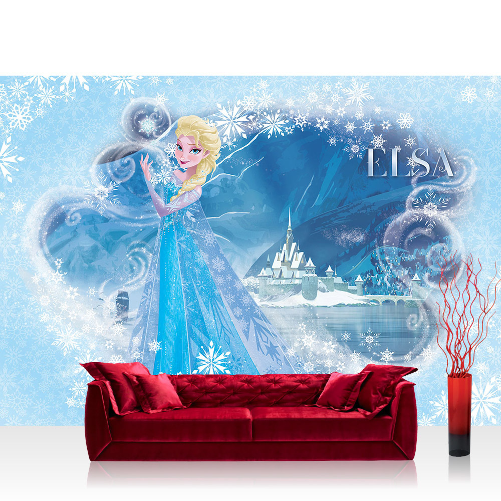 Vlies Fototapete No. 2320 Cartoon Prinzessin Elsa Schloss Eis Schneeflocken Liwwing