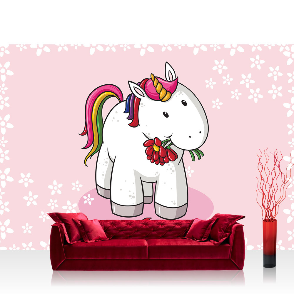 Vlies Fototapete No. 4579 Einhorn Einhörner Sterne Blumen Regenbogen Liwwing