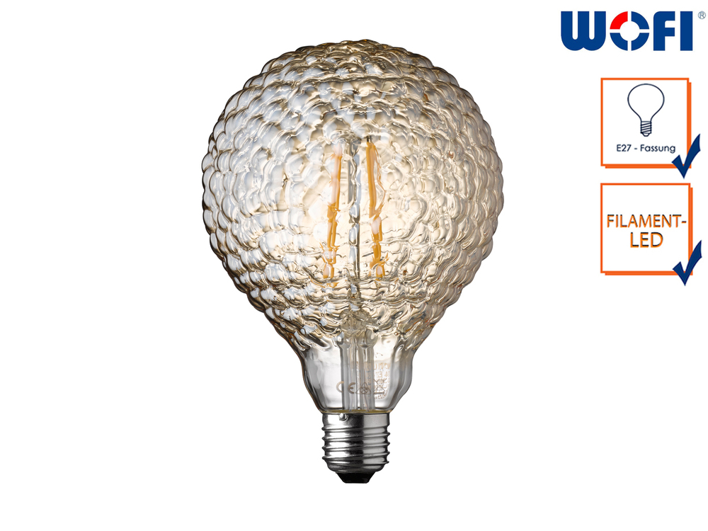 Wofi LED Lamp Bulb Amber Transparent E27 4W 300 Lumen 1800 Kelvin 9764 - 2 Pack
