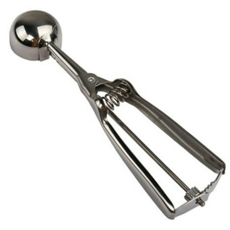 TOPOINT Premium Stainless Steel  Spring-Loaded Scoop for Fruit  Cookie and Ice Cream  Easy Squeeze and Clean Release  Comfortable Handle  Medium  Unif