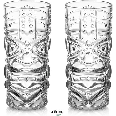 Transparent Glasses: a Set of 2-13.5 Oz Exotic Zombie Cocktail Glasses - Tall Glasses for Cocktails  Juices  Mixed Drinks  Lemonade and Soda