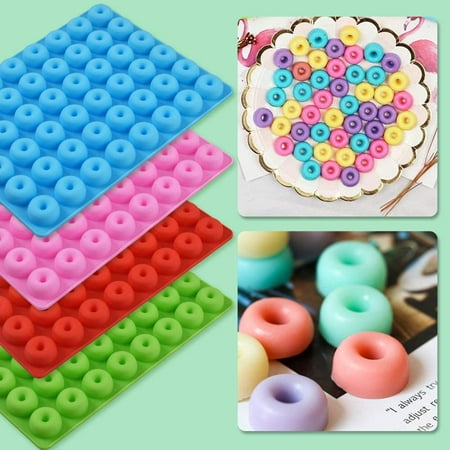Mini Donut Silicone Candy Mold  4 Packs 48-Cavities Gummy Ring Molds   Nonstick Food Grade Mold for Candies  Chocolate  Ring Gummy Candy