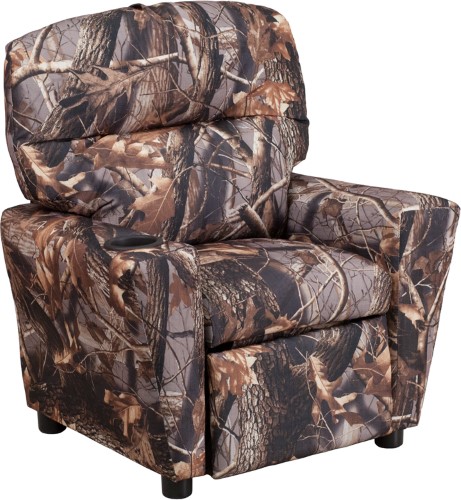 Contemporary Camouflaged Fabric Kids Recliner with Cup Holder BT-7950-KID-CAMO-GG