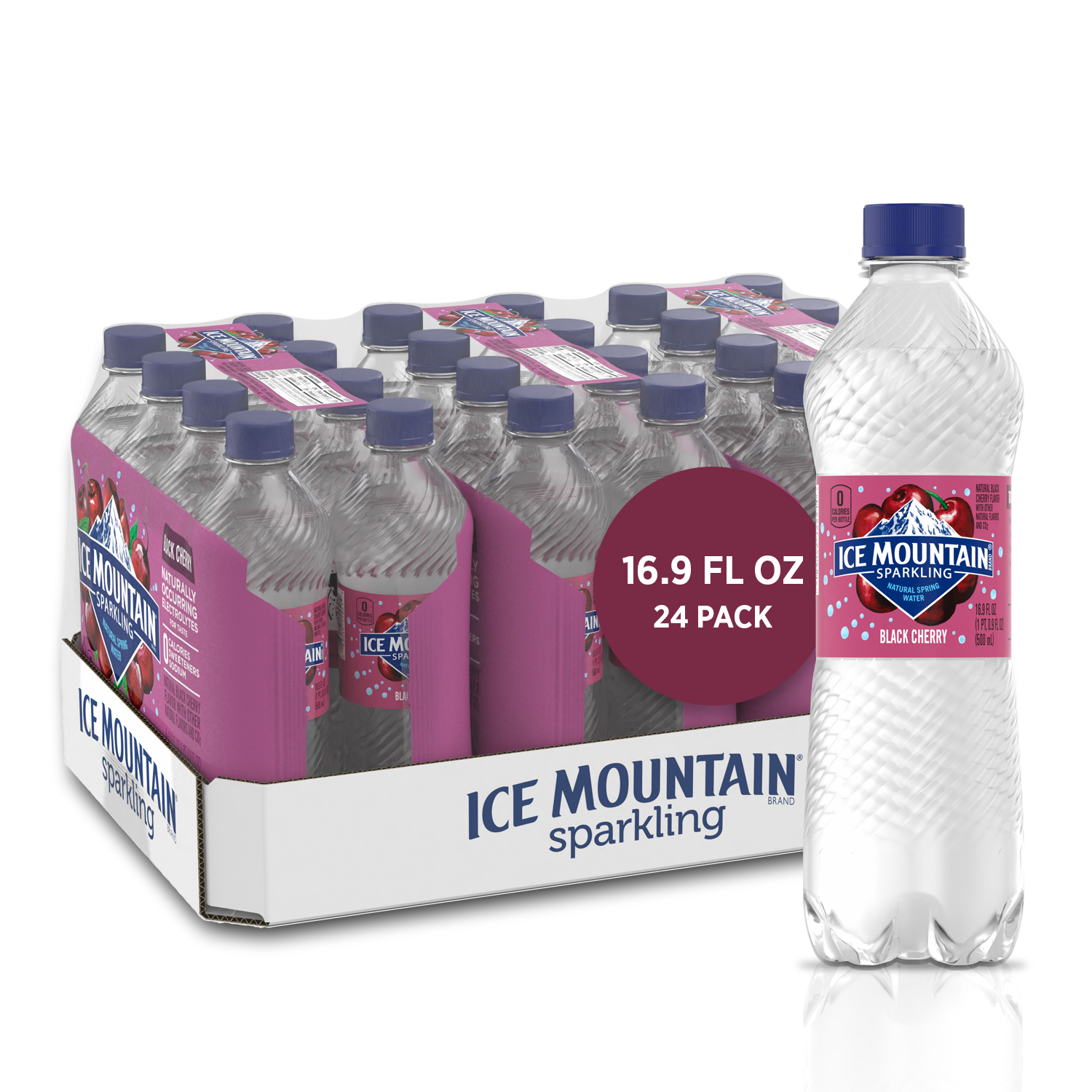 Ice Mountain Sparkling Water, Black Cherry, 16.9 Oz. Bottles (24 Count)