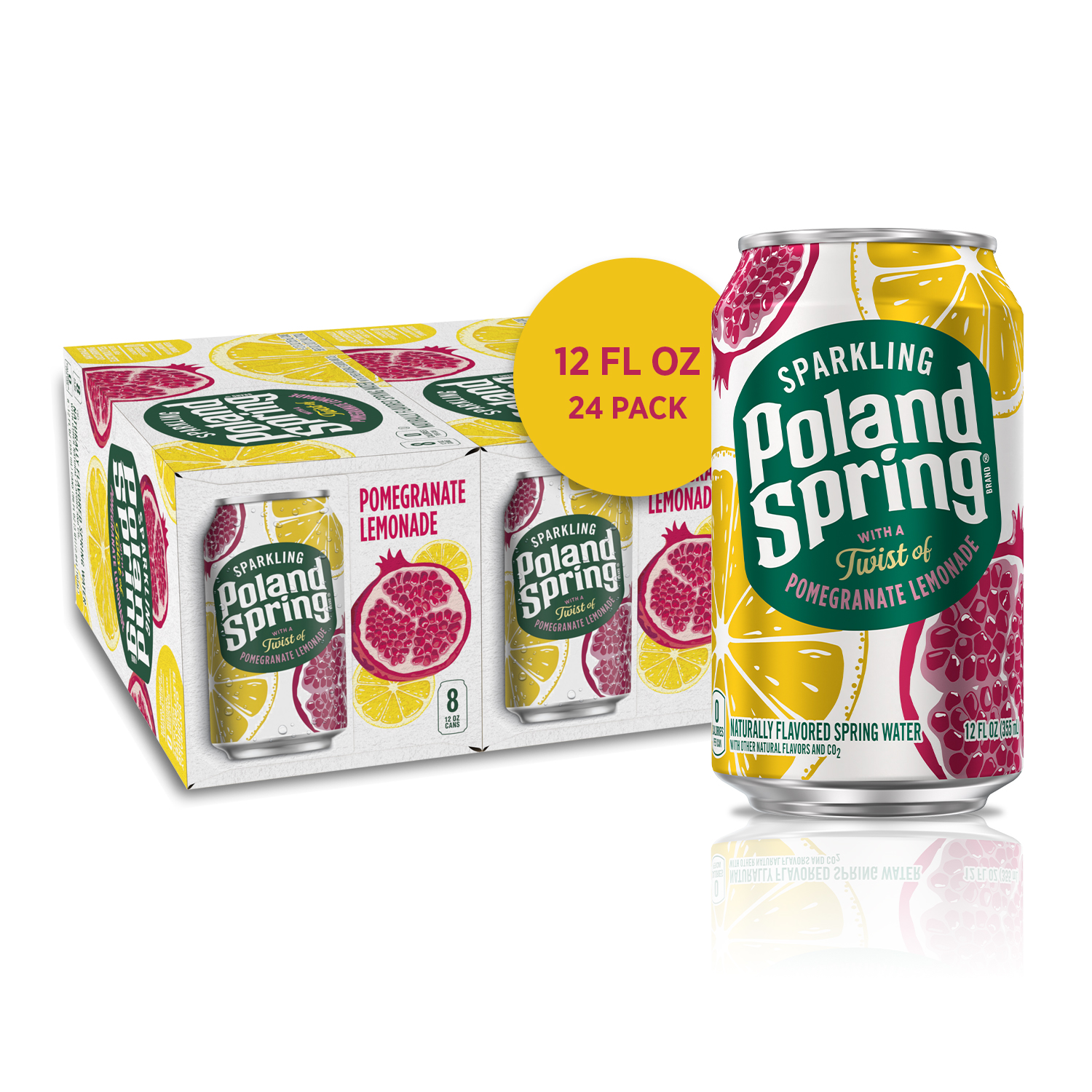 Poland Spring Sparkling Water, Pomegranate Lemonade, 12 Oz. Cans (24 Count)