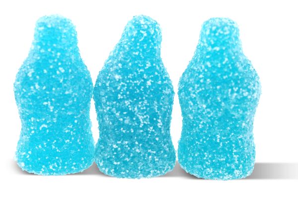 Gustaf, Mini Blue Raspberry Soda Bottle Gummies Dusted with Sour Sugar (3.500 Lbs)