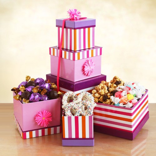 Daisy Delights Gourmet Tower of Treats Gift Basket