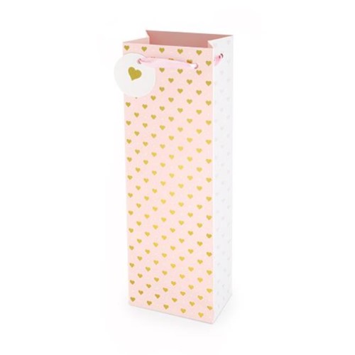 True 4962 750 Ml Gold Heart Bottle Bag