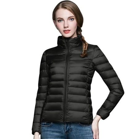 GWAABD Winter Coat for Women Lightweight Quilted Jacket Hoodless Windproof Winter Warm Padded Coat Slim Fit Short Stand-up Collar Easy Storage Outerwe