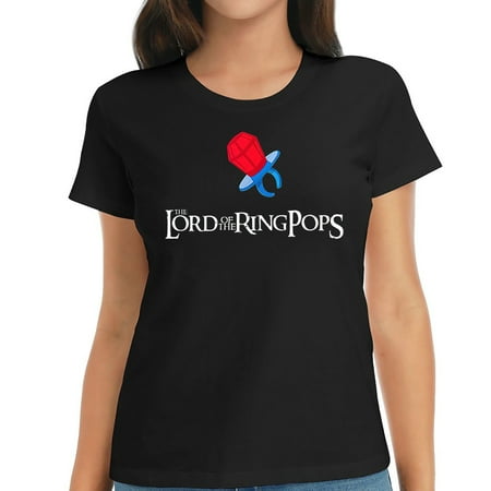 Womens Candy Shirt. Funny Lord of the Ring Pops Design T-Shirt Black 2XL