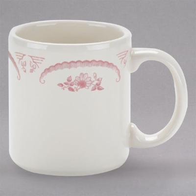Homer Laughlin 4542 American Rose Red 9 Oz. Ivory (American White) China Shakespeare Mug - 36/Case