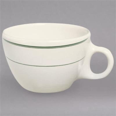 Homer Laughlin 1021 Green Band 7.5 Oz. Ivory (American White) China Ovide Cup - 36/Case