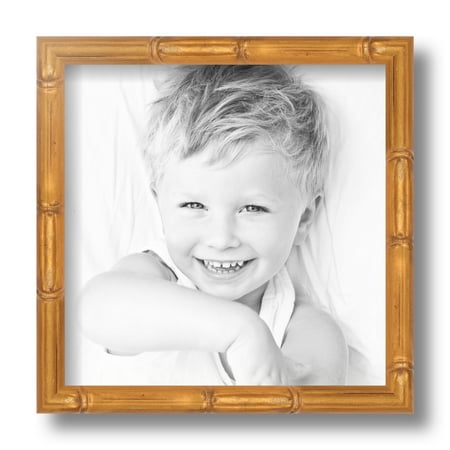 ArtToFrames 9x9  Gold Bamboo Picture Frame  Gold Wood Poster Frame  with Regular Glass and Foam Backing 3/16 Inch (FBPL-4875)