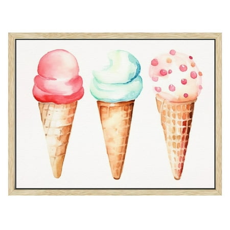 C04-GENYS Oliver Gal  Ice Cream You Scream  Pink Food and Cuisine Wall Art Print Premium Canvas