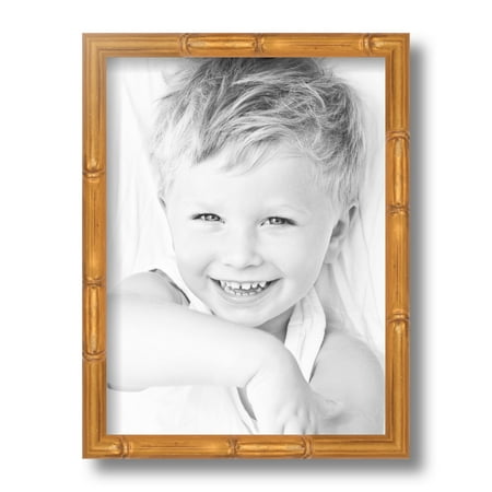 ArtToFrames 9x12  Gold Bamboo Picture Frame  Gold Wood Poster Frame  with Regular Glass and Foam Backing 3/16 Inch (FBPL-4875)