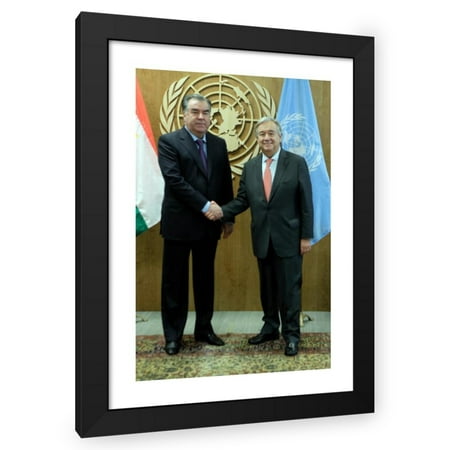 MediaPunch Inc 13x20 Black Modern Wood Framed Wall Art Titled - 18 September-New York  Ny- (L-R) Emomali Rahmon President of Tajikistan and António G
