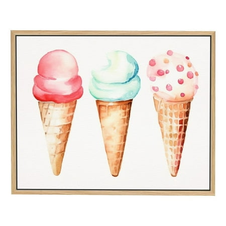C04-GENYS Oliver Gal  Ice Cream You Scream  Pink Food and Cuisine Wall Art Print Premium Canvas