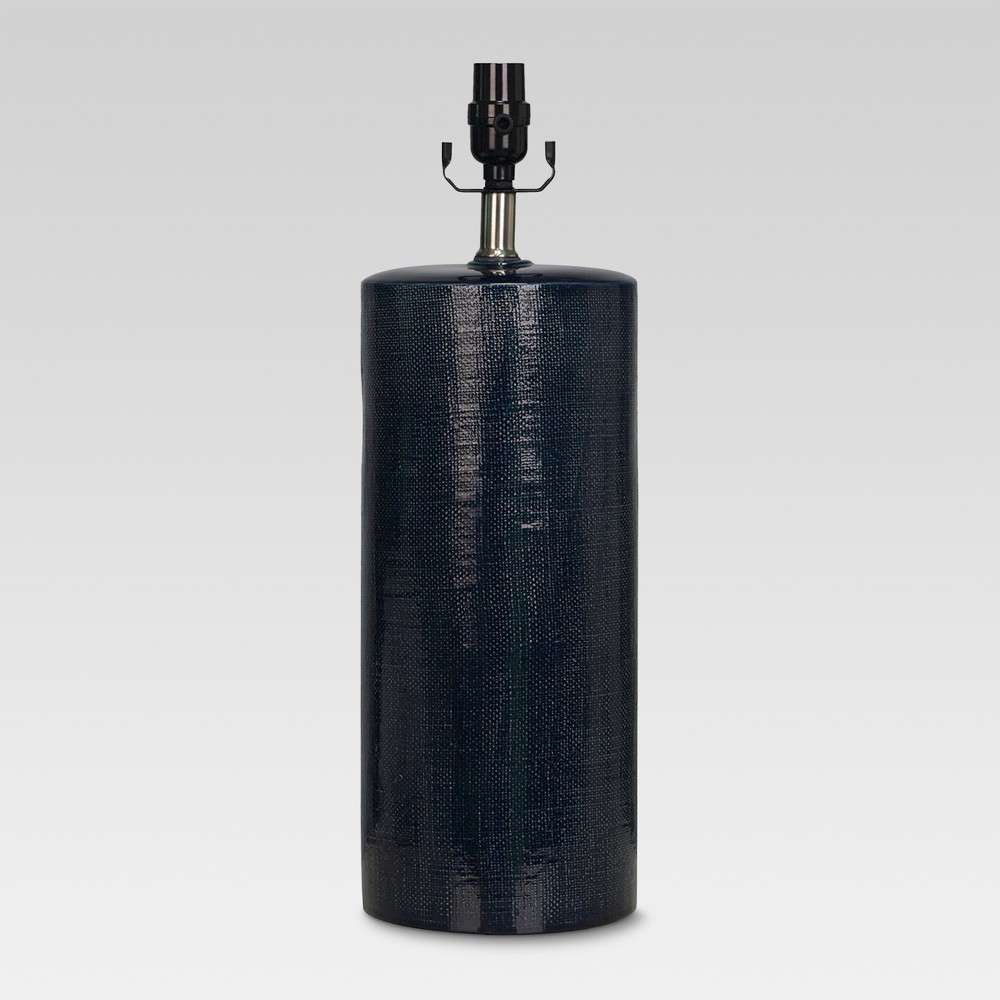 Linen Textured Ceramic Large Lamp Base Dark Blue Lamp Only - Threshold