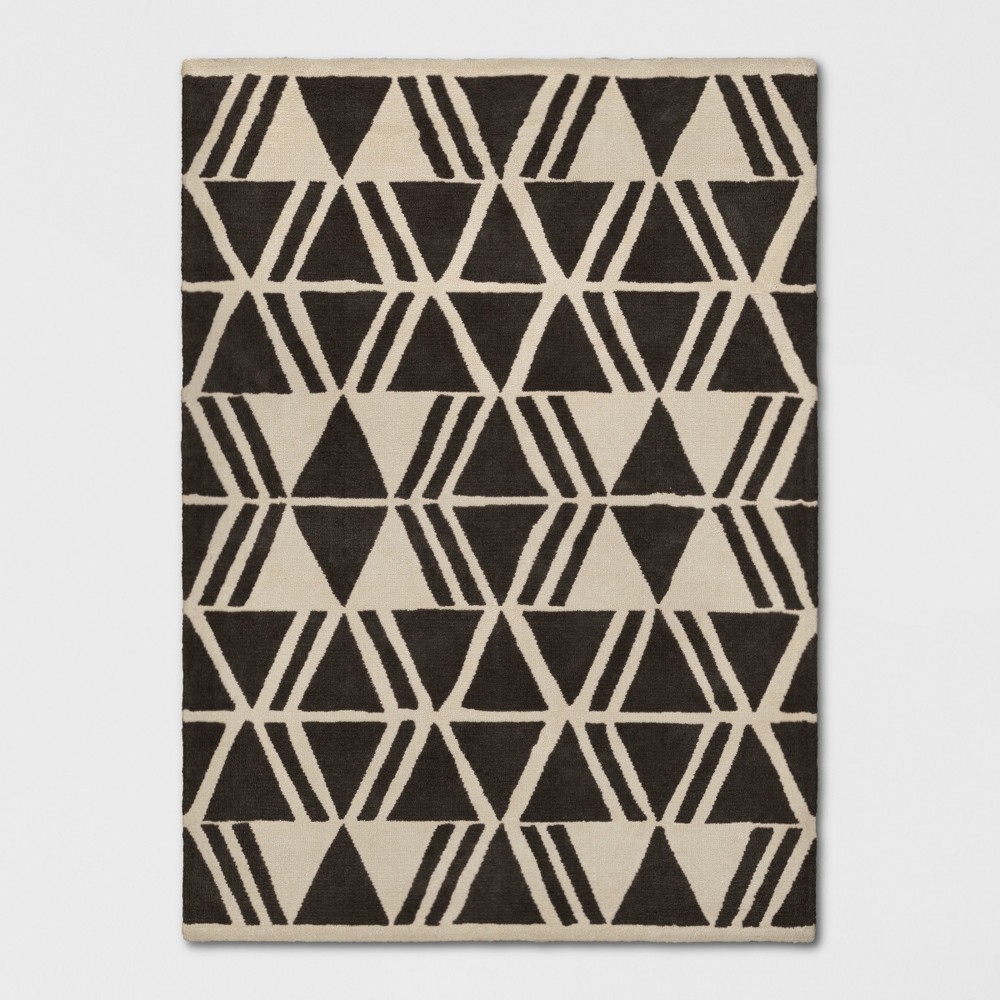 5'X7' Microplush Geo Knitted Area Rug - Project 62 , Size: 5'X7', Grey/Ivory