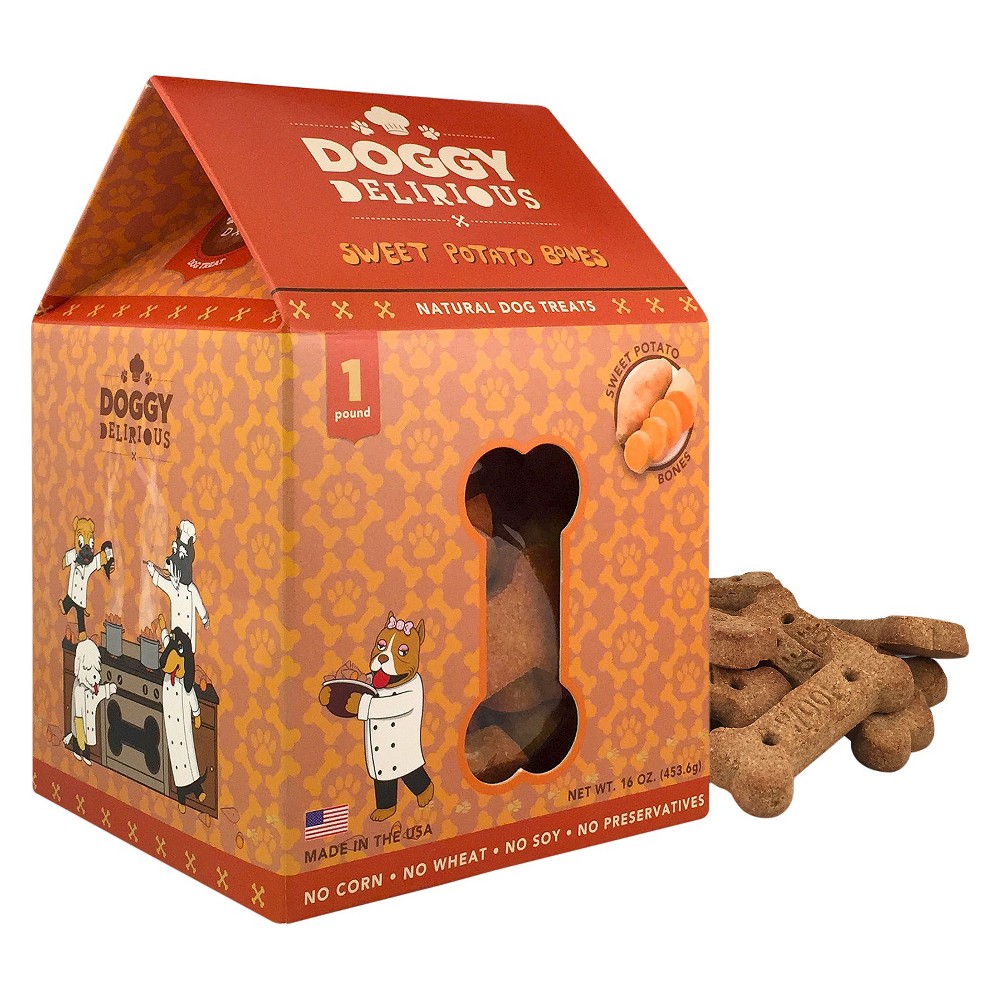 Doggy Delrious Natural Sweet Potato Flavor Dog Treats Set - 16 Oz - 6 Pk