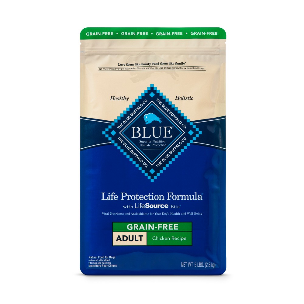 Blue Buffalo Life Protection Formula Grain Free Natural Adult Dry Dog Food, Chicken Recipe, 5-lb