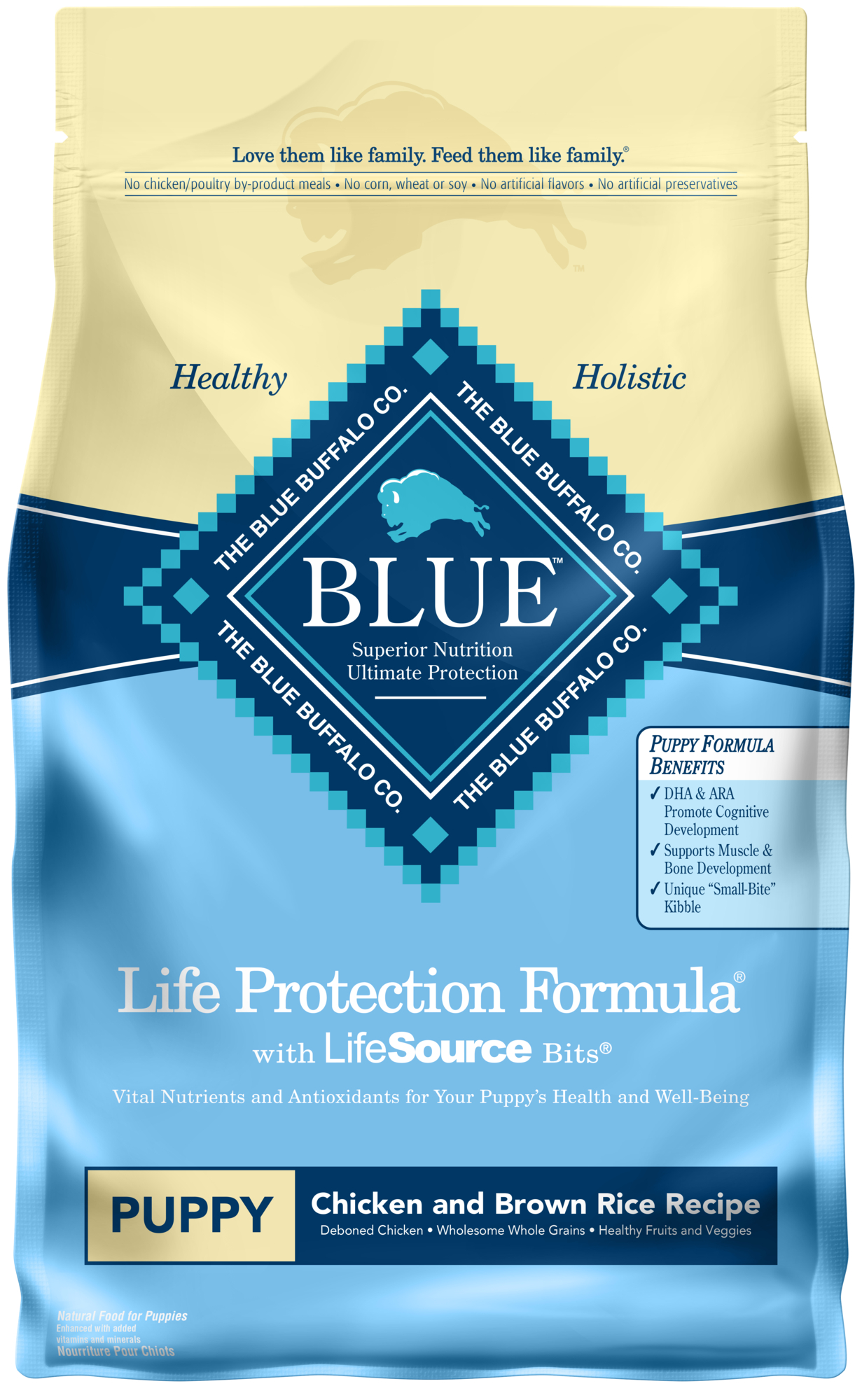 Blue Buffalo Life Protection Formula Natural Puppy Dry Dog Food, Chicken and Brown Rice 3-lb