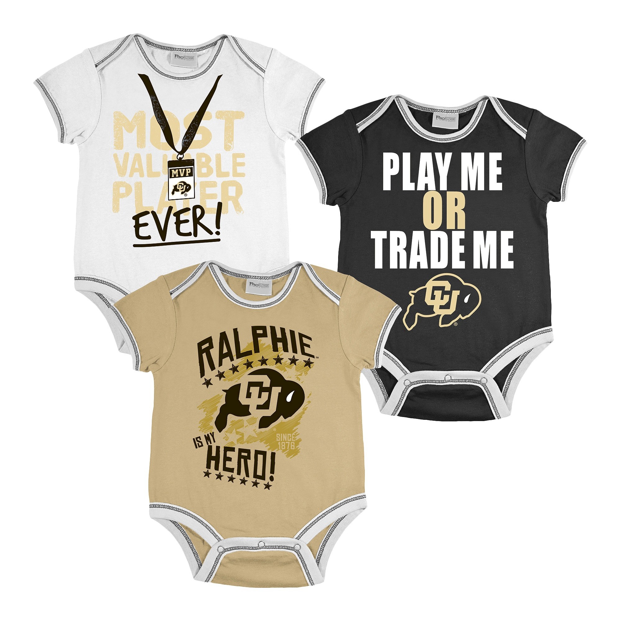 Colorado Buffaloes Boy 3pk Body Suit 3-6 M, Size: 3-6M, Blue thumbnail
