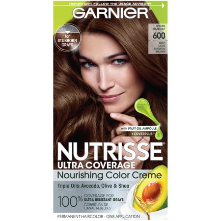 Garnier Nutrisse Ultra Coverage 100% Gray Coverage Permanent Hair Color - 600 Deep Light Natural Brown