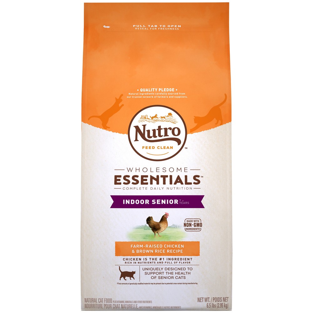 Nutro Wholesome Essentials Indoor Senior with Farm-Raised Chicken & Brown Rice Dry Cat Food, 6.5 Lb